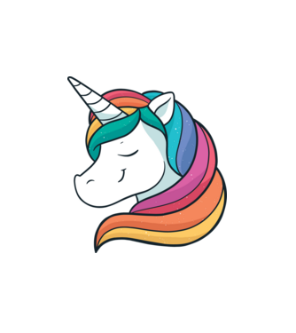 Cap de unicorn model alb pe tricou