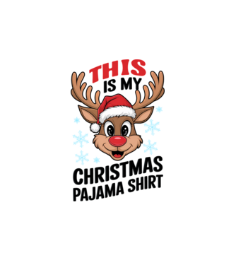 Christmas Pajama Reindeer Alb model alb pe tricou