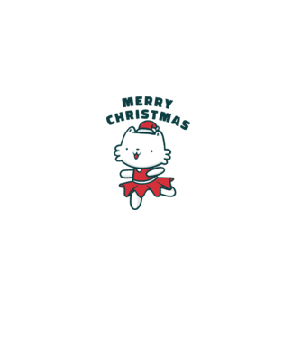 Pisică Merry Christmas model alb pe tricou
