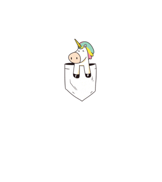 Unicorn Buzunar model alb pe tricou