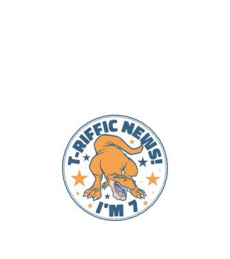 'T-rex Terrific news i''m 7' model nisipiu pe tricou