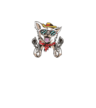 Chihuahua cu Pistol model alb pe tricou