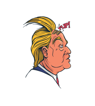 Trump Păr model alb pe tricou