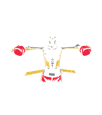 Schelet Boxer model alb pe tricou
