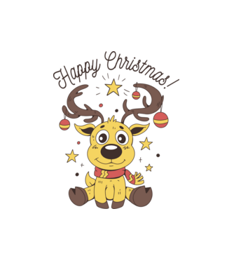 Happy Christmas Reindeer Alb model alb pe tricou