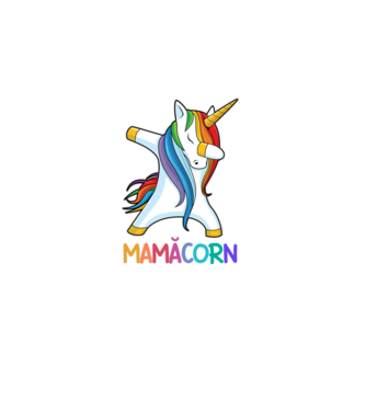mamăcorn model alb pe tricou