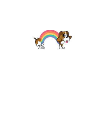 Beagle curcubeu model alb pe tricou