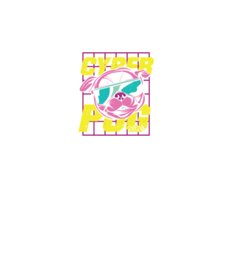 Mops Cyber Pug model turcoaz pe tricou