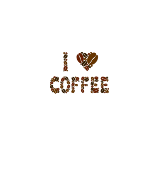 I Love Coffee model alb pe tricou