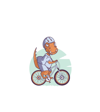 Dinozaur de T-Rex cu bicicletă model turcoaz pe tricou