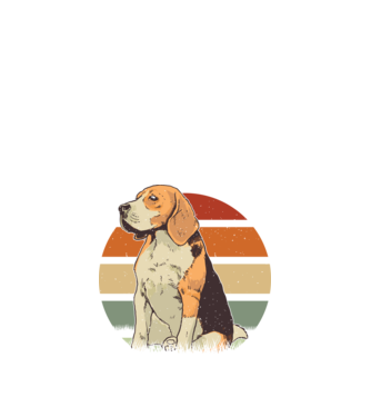 Beagle Retro Sunset model negru pe tricou