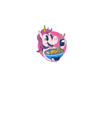 Unicorn Ramen model negru pe tricou