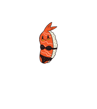 Sushi în bikini model alb pe tricou