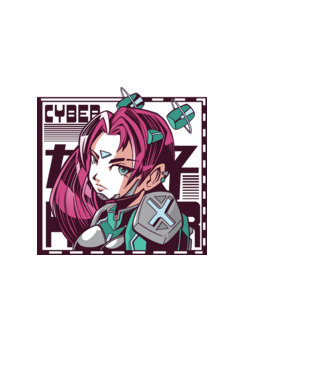 Anime fată Sci-fi model albastru deschis pe tricou