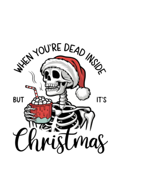Dead inside, but it's christmas Alb model albastru deschis pe tricou