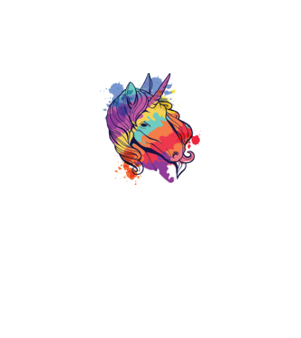 Curcubeu colorat Unicorn tricou model alb pe tricou