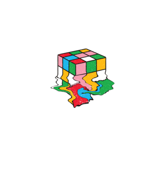 Cub Rubik topindu-se model albastru jeanși pe tricou