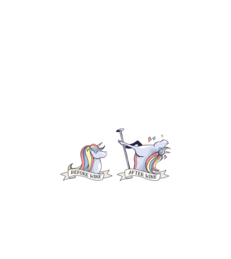 Înainte și după vin Unicorns model nisipiu pe tricou