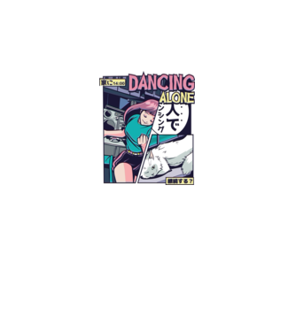Anime Vaporwave Dancing Alone model negru pe tricou