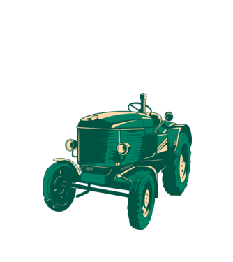Tractor vechi model verde de măr pe tricou