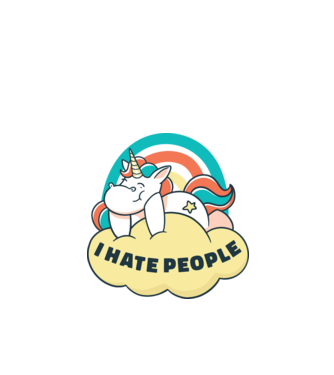 Urăsc oamenii Unicorn model negru pe tricou