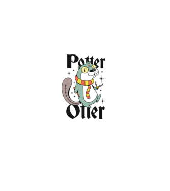 Potter Otter Vidra model alb pe tricou