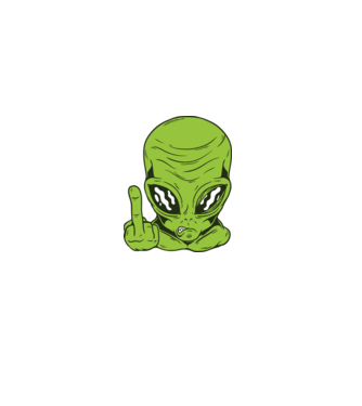 Alien arată degetul model negru pe tricou