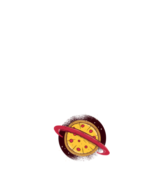 Pizza Planetă model albastru deschis pe tricou