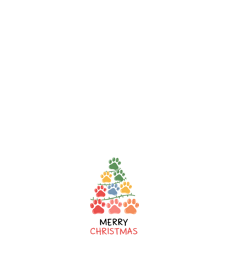 Merry Christmas Paws Alb model negru pe tricou