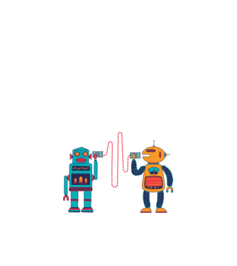 Walkie Talkie Robot model alb pe tricou