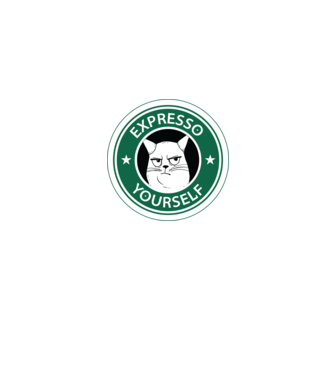 Expresso Yourself tricou Pisică cu cafea model albastru jeanși pe tricou