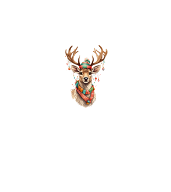 Festive Reindeer model alb pe tricou