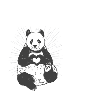 Inimă panda model alb pe tricou