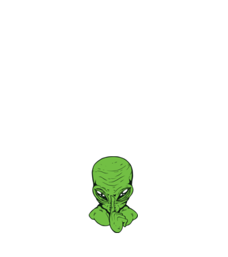 Alien Psst model alb pe tricou