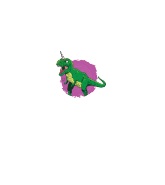 T-rex unicorn model negru pe tricou