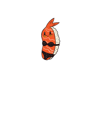 Sushi în bikini model alb pe tricou