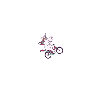 unicorn cu bicicletă model roz deschis pe tricou