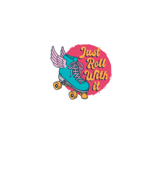 Just Roll with it - patine cu rotile model negru pe tricou