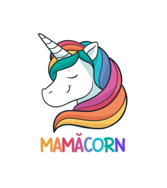 mamăcorn model alb pe tricou