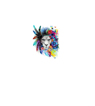 lion color jungle model alb pe tricou