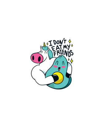 Unicorn Avocado Prietenie model negru pe tricou