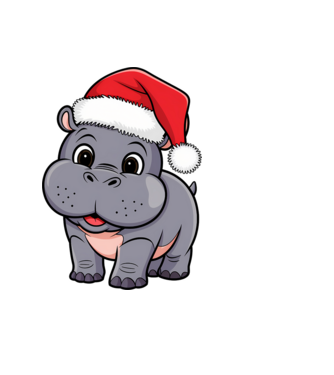 Crăciun Hippo model albastru deschis pe tricou