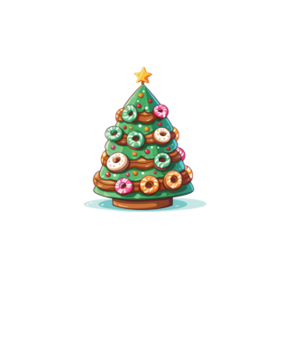 Doughnut pom de Crăciun model alb pe tricou