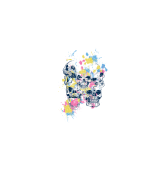 Cranii colorate model alb pe tricou