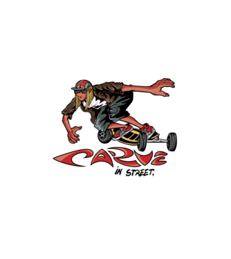 Carveboard Longboard model alb pe tricou