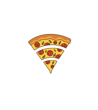 Felie de pizza Wifi model albastru închis pe tricou