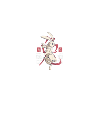 Year of the Rabbit model negru pe tricou