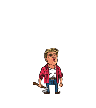 Trump tăietor de lemne model alb pe tricou