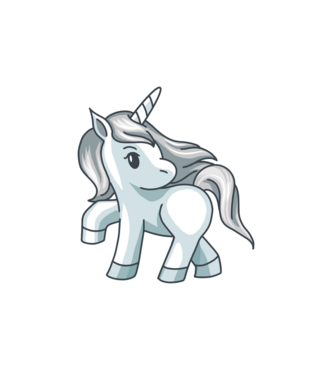 Unicorn de argint model alb pe tricou