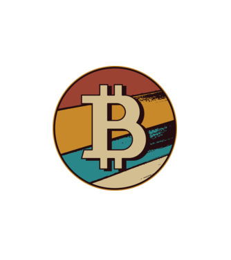 Bitcoin retro model alb pe tricou